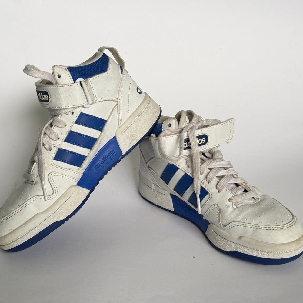 Adidas Big Kids Postmove White and Royal Blue Sneakers